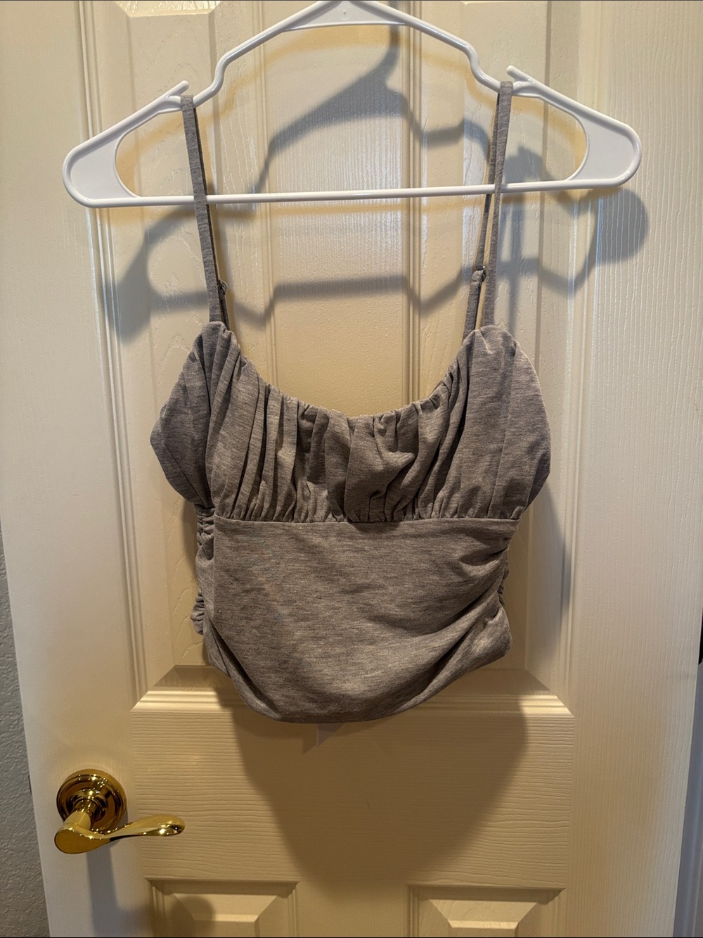 NWT Lovers + Friends Jordy Crop Top Heather Grey Ruched Cami Size Small